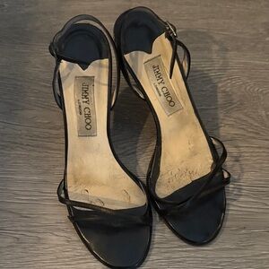 Jimmy Choo Elegant Black Strappy Heels pre owned size 8-8.5 us